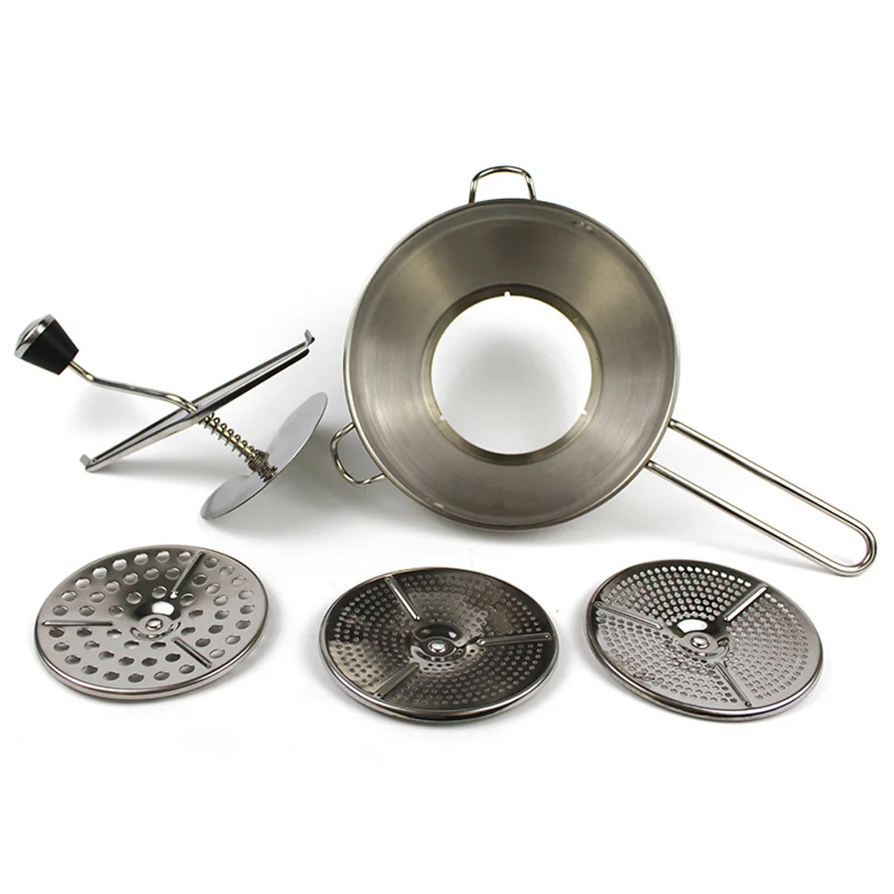 

Shredding Mill Grater Stainless Steel Baby Cooking Mud Food Blender Sieve Fruit Jam Professional 3 Perforated Discs Vegetable