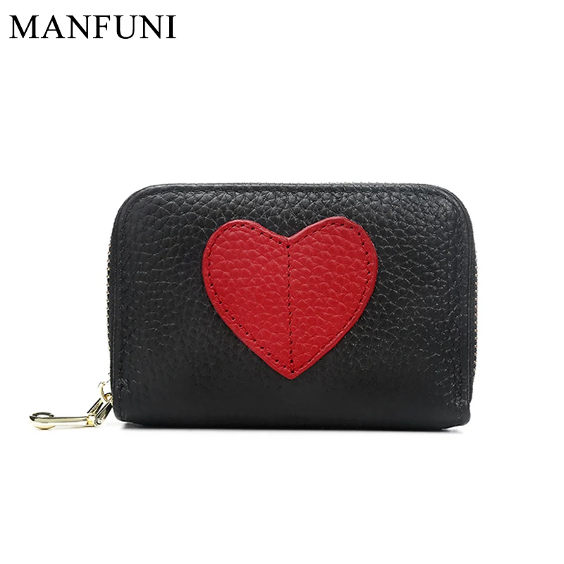 Мини короткий кошелек для женщин украшение в форме сердца из натуральной кожи