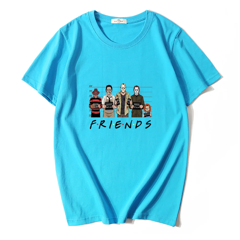 Новинка лета 2021 Мужская футболка с принтом ужасов и друзей удобные дышащие топы