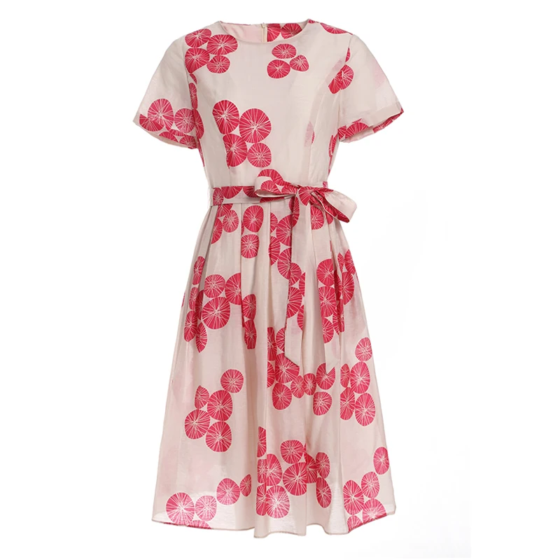 

OSY Summer 2021 New Women's High Grade Skirt Round Neck Short Sleeve Floral Print Dress