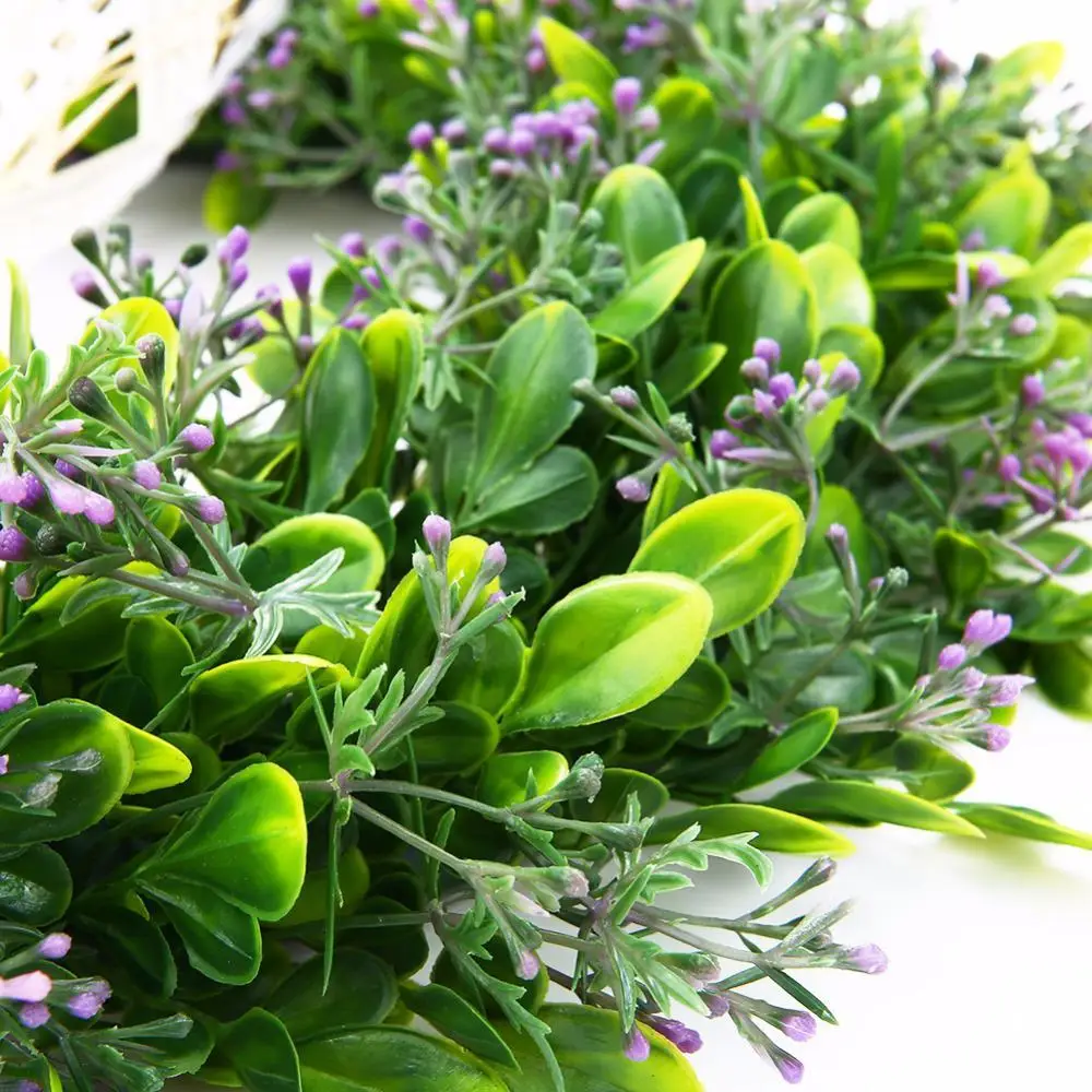 Искусственный венок из листьев с бантом для двери подвесное настенное украшение