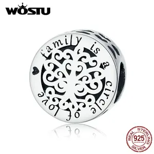WOSTU, 925 пробы, серебряные круглые бусины, семейный круг любви, подвеска, подходит к оригинальному браслету, подвески, серебро 925, ювелирное изделие CQC1324