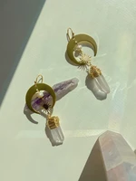 celestial aura quartz raw crystal earrings hypoallergenic lithium quartz wanderlust jewelry