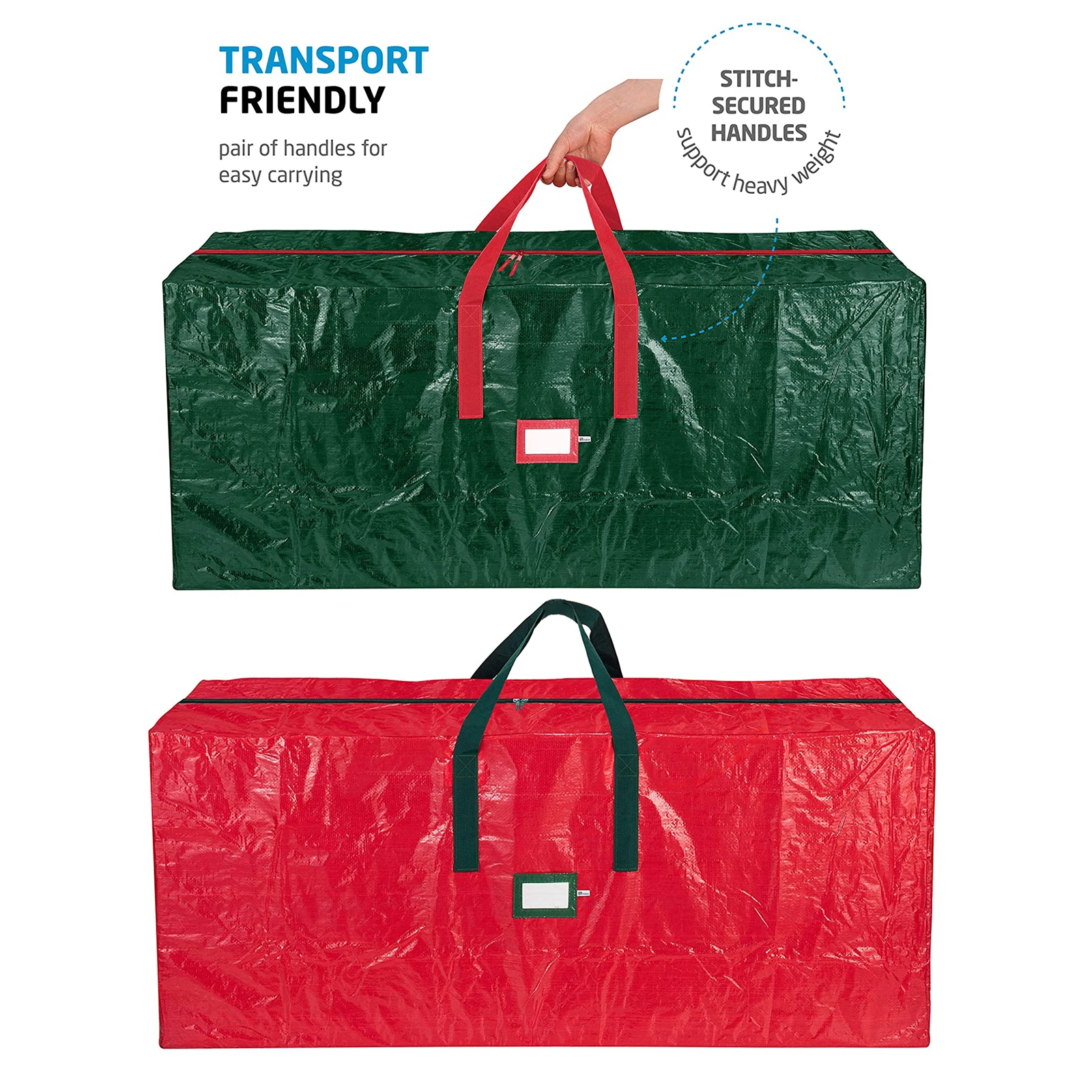 Bolsa de almacenamiento para &aacute;rbol de Navidad, contenedores grandes con asas y cremallera para &aacute;rbol Artificial de 9 pies, bolsa de almacenamiento para vacaciones de Navidad-0