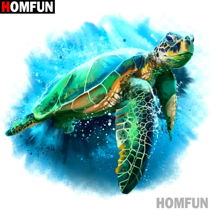 

Алмазная живопись HOMFUN, картина из квадратных/круглых страз 5D «сделай сам», вышивка крестиком «Черепаха», A15352