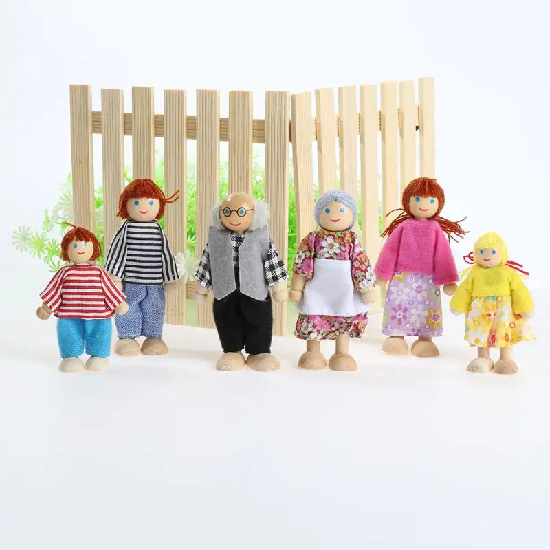 

Hot Sale Latest Cute Wooden Happy Family Dressed Puppet Flexible Joints Doll House Accessory Kids Toy For Girl Lol Surprise Gift