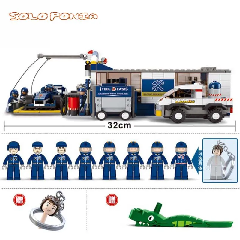 0356 F1 ремонтная станция строительный блок гоночный образовательные строительные