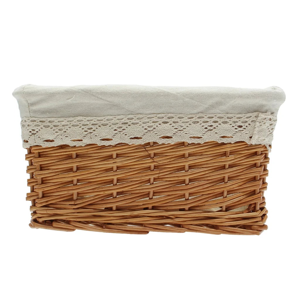 40*30*16cm Multipurpose Rectangular Wicker Storage Basket with Removable Washable Liner Willow Woven Containers - Size L | Дом и сад