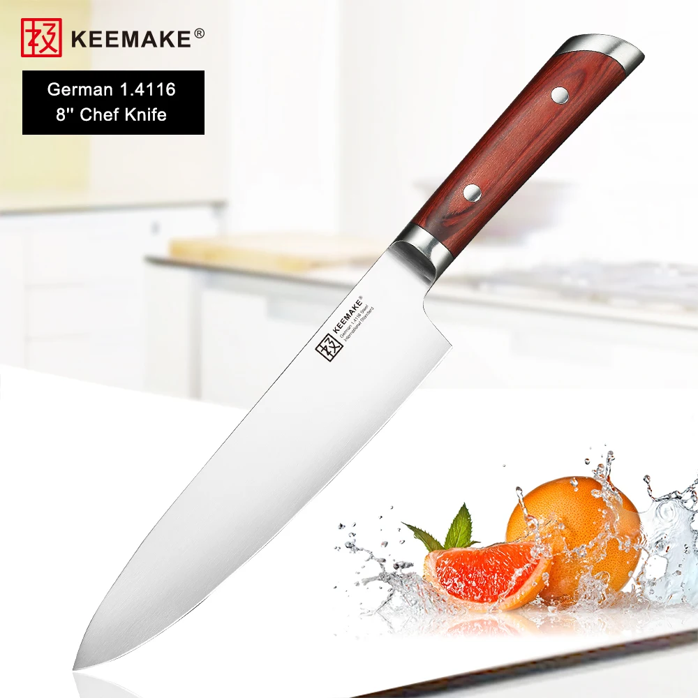 KEEMAKE Chef Knife German 1.4116 Steel knife Sharp Slicing Bread Utility Paring Color Wood Handle 5PCS Kitchen Knives Set | Дом и сад