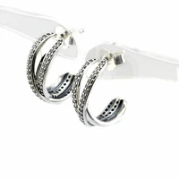clear cz entwined hoop earrings sterling silver 925 jewelry classic wedding earrings for women fashion new girls silver earrings
