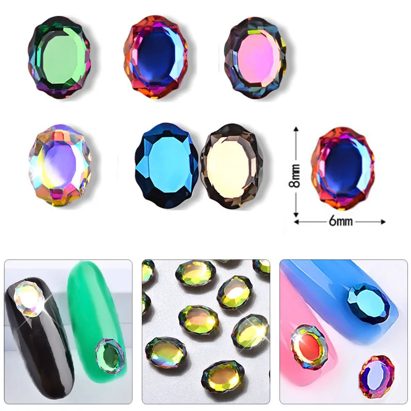 500pcs Shinny Nail Art Rhinestones Oval Mirror Crystal Diamond Glass Gem Stone Strass 3D Charm Jewelry Accessories BIG PACK | Дом и сад