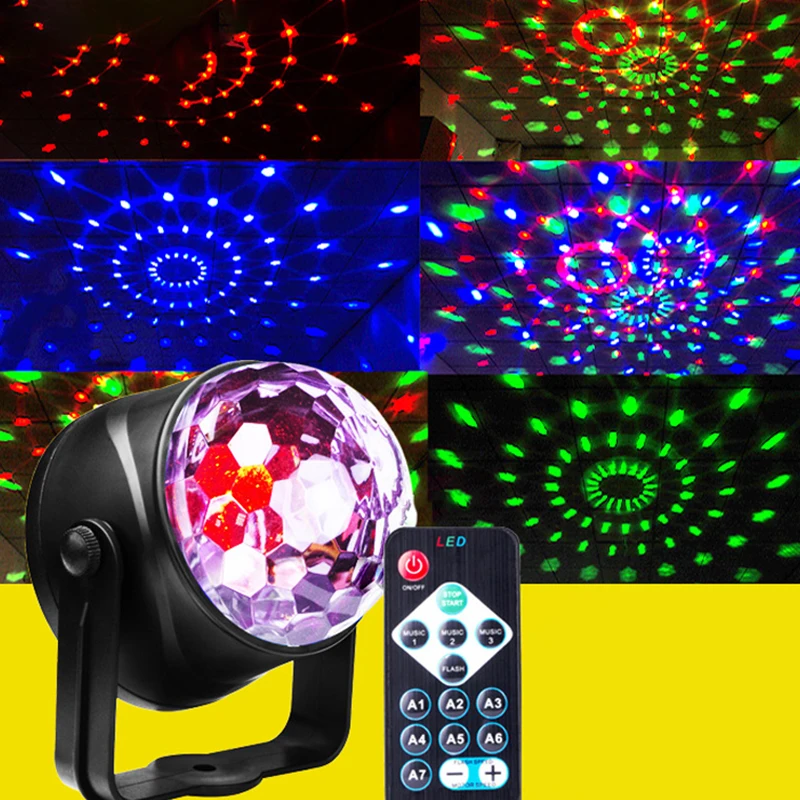 

Remote Control Led Novelty Small Magic Ball USB Mini Colorful Rotation Stage Laser Light KTV Party Crystal Light NoveltyLighting