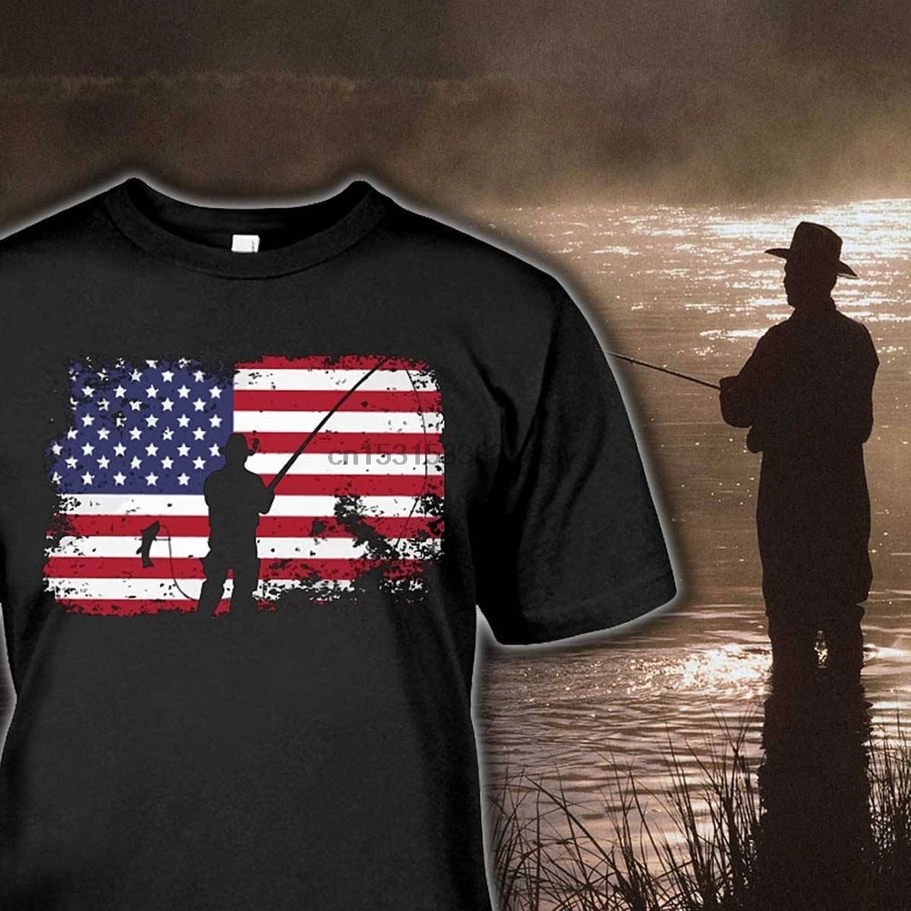 Футболка для рыбалки флаг США рубашка подарок на день отца до 5XL! Рождественский -