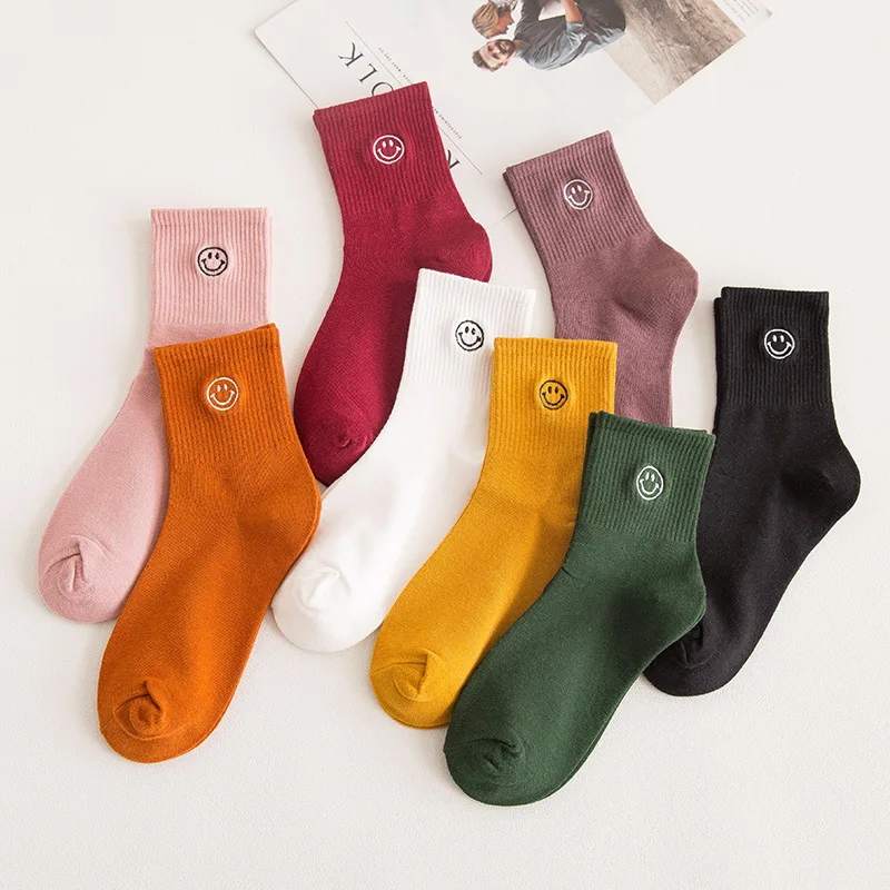 

cartoon socks smiley face funny harajuku women kawaii cute happy streetwear cotton woman