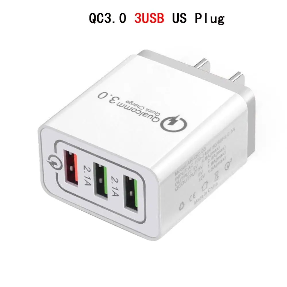 US Plug Зарядное устройство USB quick charge 3,0 для iPhone iPad EU US штепсельный адаптер настенное зарядное устройство для samsung Xiaomi Mi 8 huawei зарядное устройство для мобильных телефонов - Тип штекера: US Plug