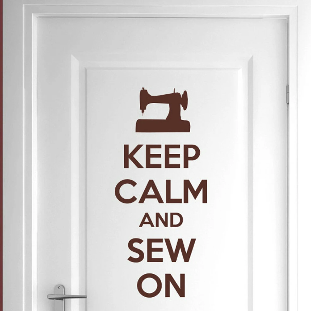 Виниловые наклейки с цитатами для шитья настенные Keep Calm And Sew On Room стикеры дверей