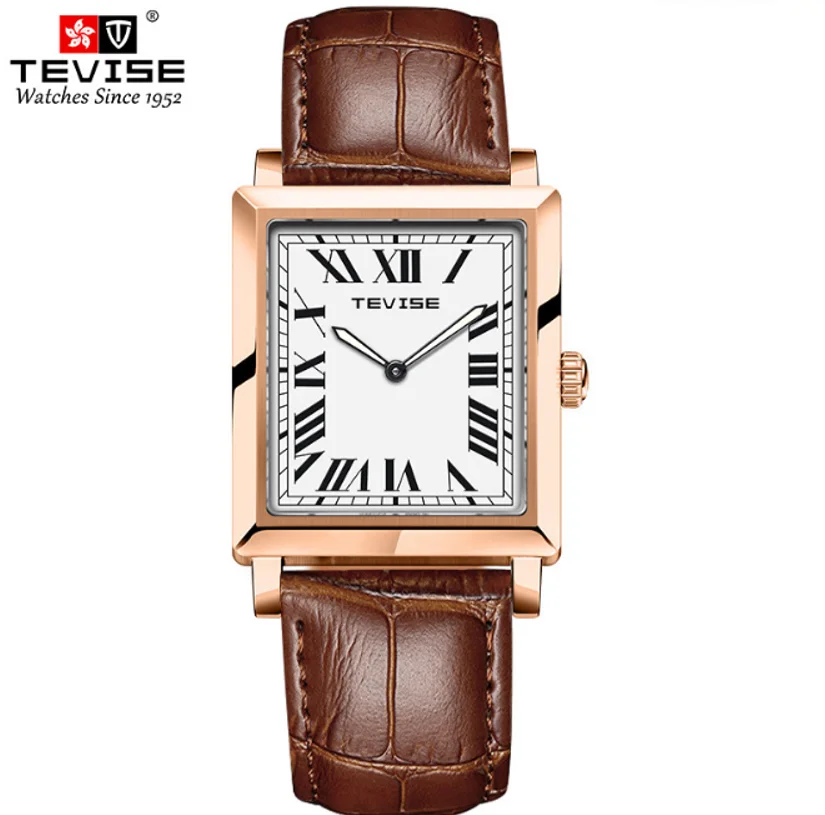 

Женские Кварцевые водонепроницаемые наручные часы с прямоугольным циферблатом и кожаным ремешком