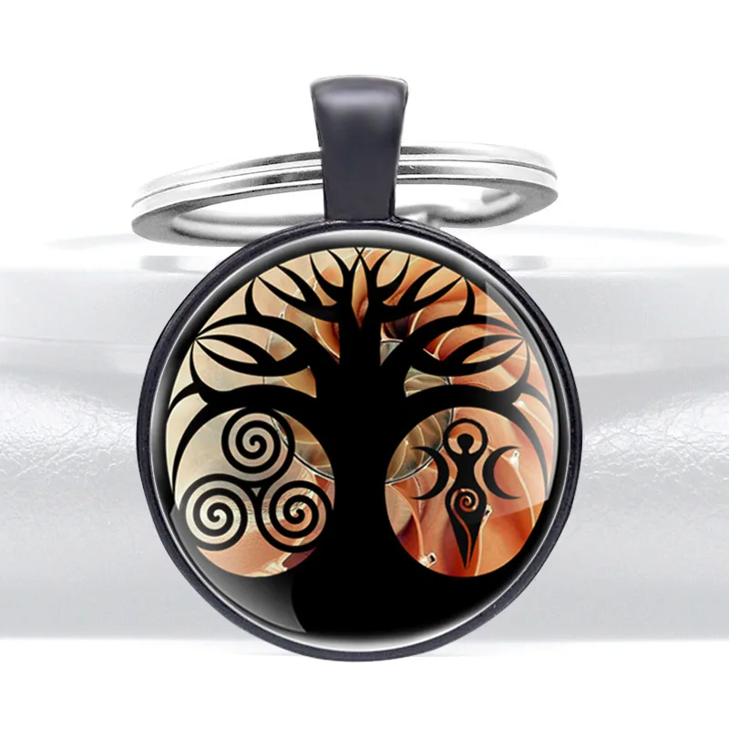 

Unique Tree Of Life Symbol Glass Dome Key Chain Key Ring Men Women Decoration Jewelry Gift