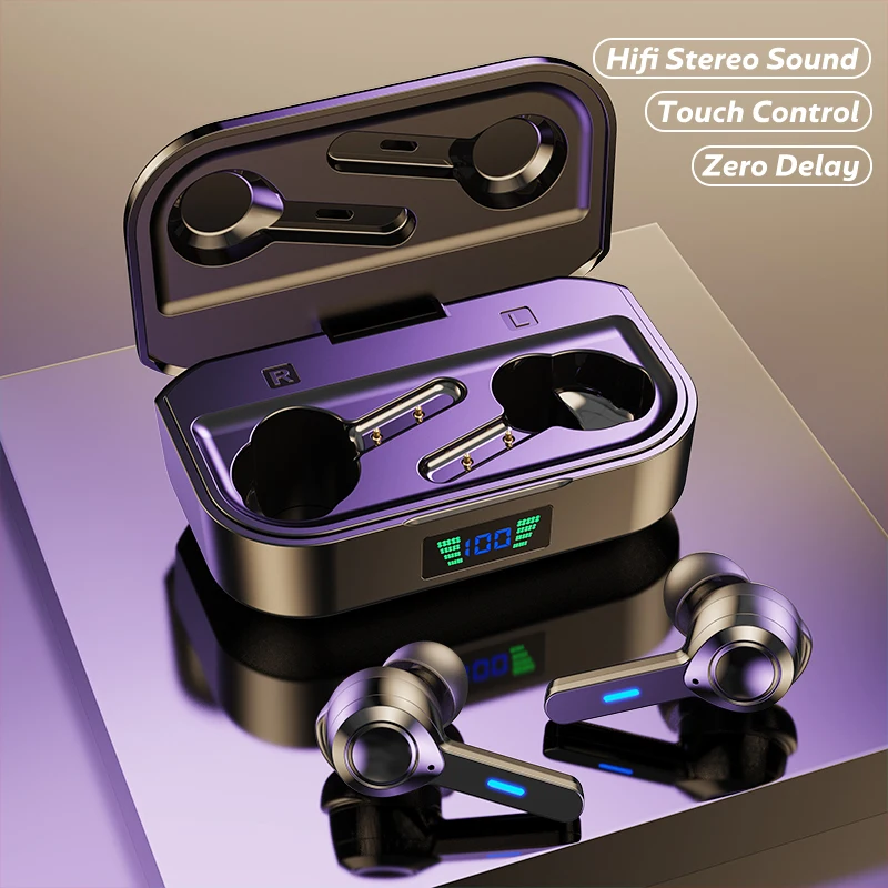 

Bluetooth Wireless Headphones 9D Stereo Sports Waterproof TWS Bluetooth 5.0 Earphone With Mic LED Touch Control Earbuds Headsets