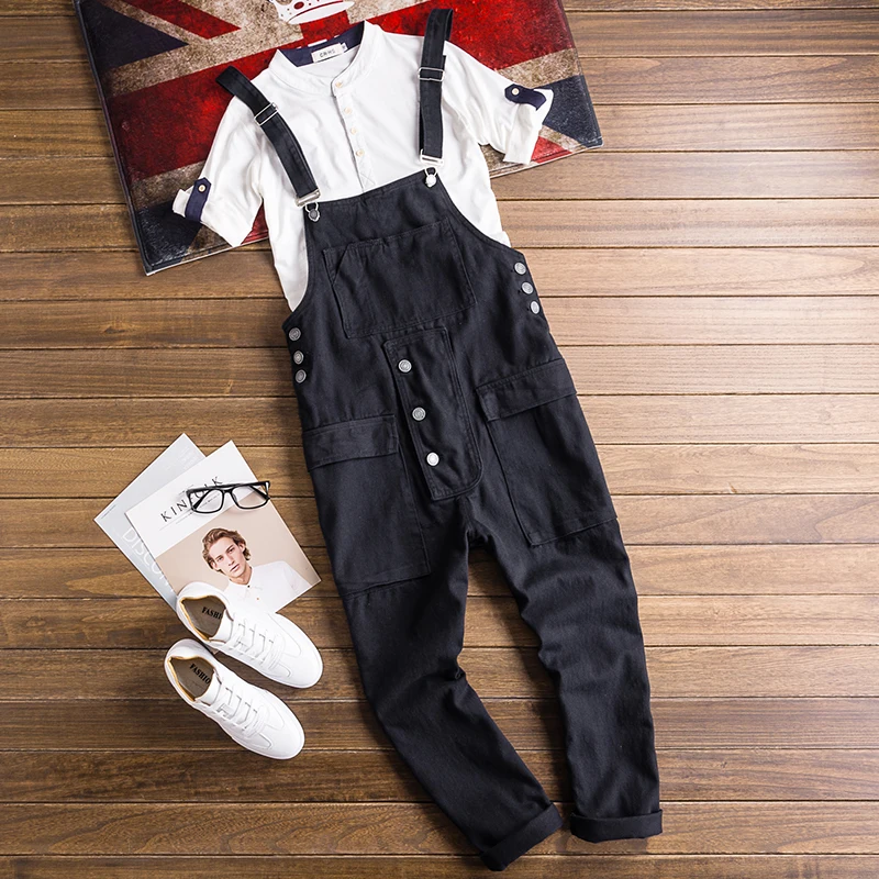 Джинсовый комбинезон мужской свободного покроя Модный повседневный в стиле хип