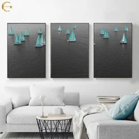 blue boat lake black water landscape canvas painting wall art poster print pictures for living room home interior decoration