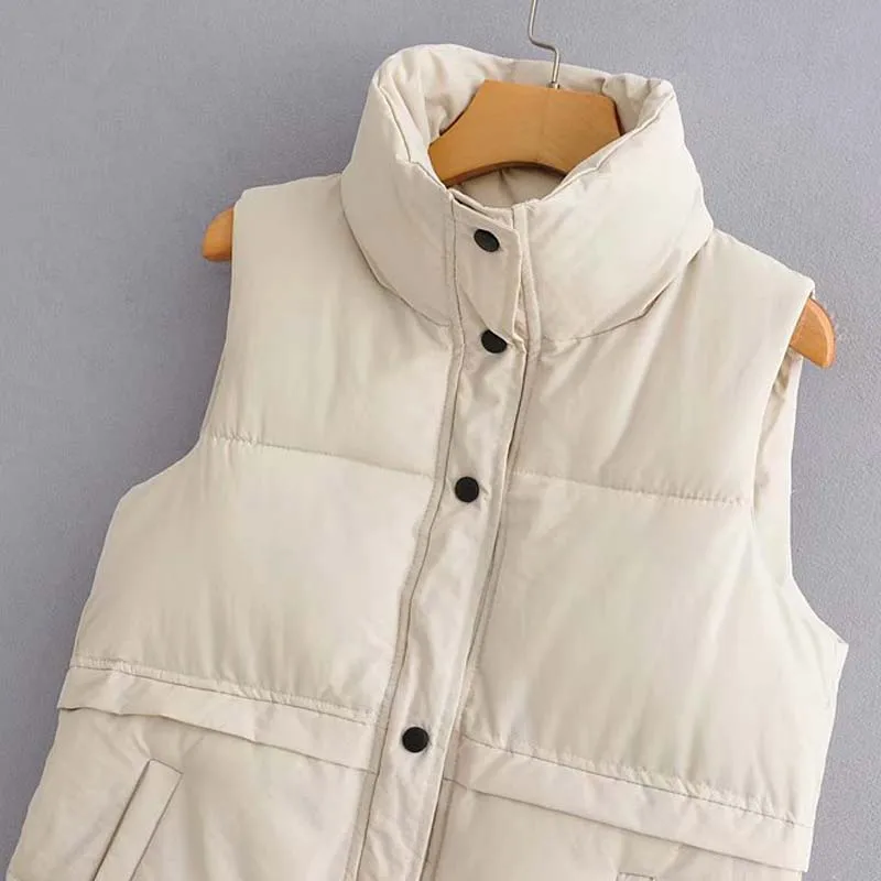 Winter Vest Coat Women 2021 Sleeveless Single Breasted Waistcoat Cotton Padded Jacket Female Thick Warm Down Parkas Veste Femme