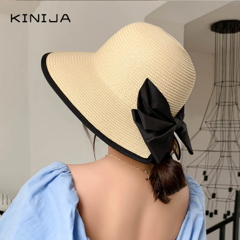 Гавайская соломенная шляпа с бантом от солнца для отдыха и путешествий в стиле