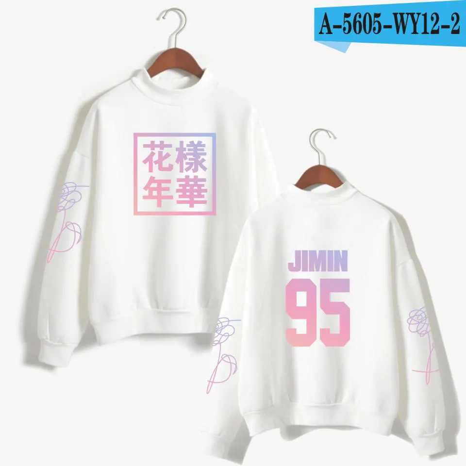 Kpop love Yourself толстовка женская Bangtan мальчики унисекс модные вентиляторы водолазка Толстовка черная белая одежда - Цвет: White