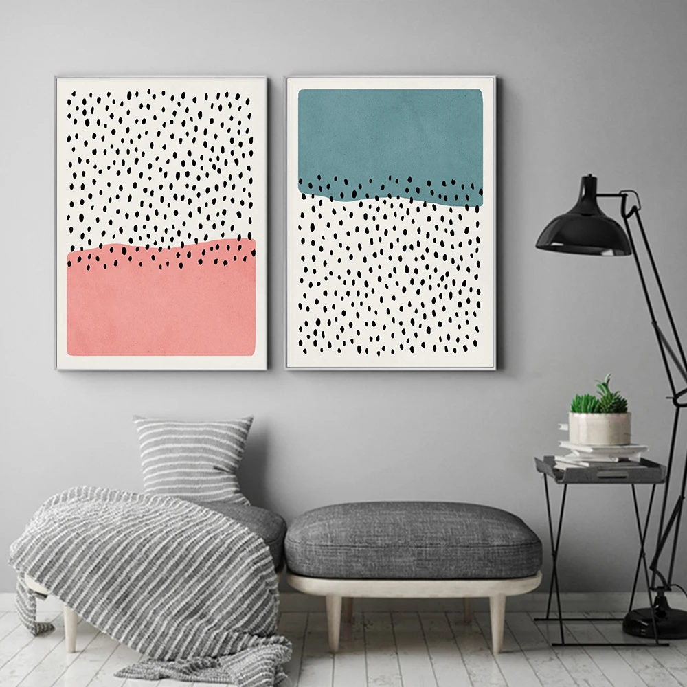 

Abstract Nordic Poster Pink Blue Background Canvas Painting Wall Art Speck Picture For Living Room Modern Decor On The Wall