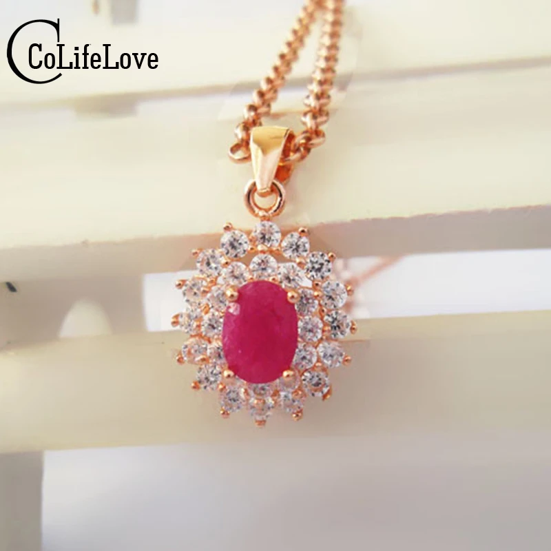 Подвеска из серебра 925 пробы с натуральным Рубином 5 х7 мм | Украшения и аксессуары