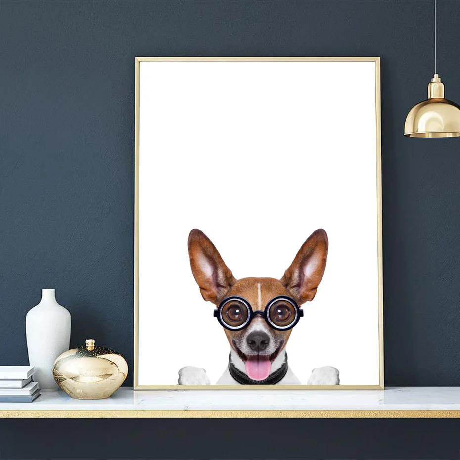 Настенные картины на холсте в скандинавском стиле с изображением милой собаки