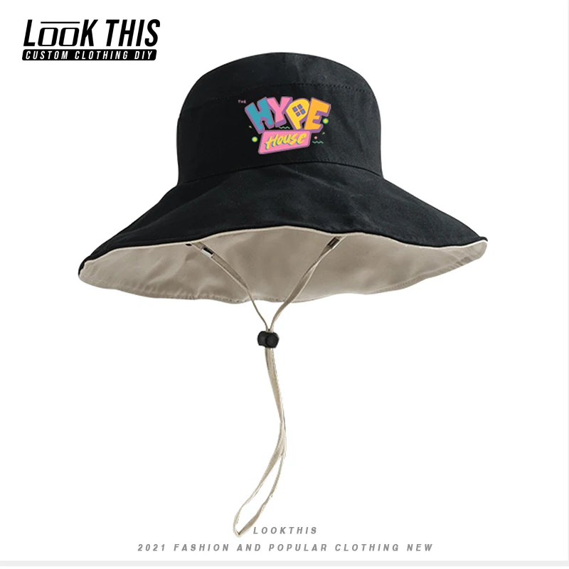 

Hype House Panama 2021 Fashion Bucket Hat Outdoor Travel Beach Sun Hat for Women's Men's Summer 2021 New Reversible Bucket Hat