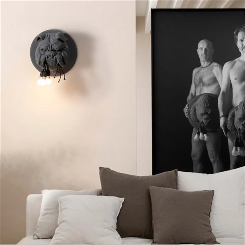 

2020 New Nordic Bulldog Head Wall Lamp Living Room Dining Room Study Bedroom Personality Creative Designer Lamp