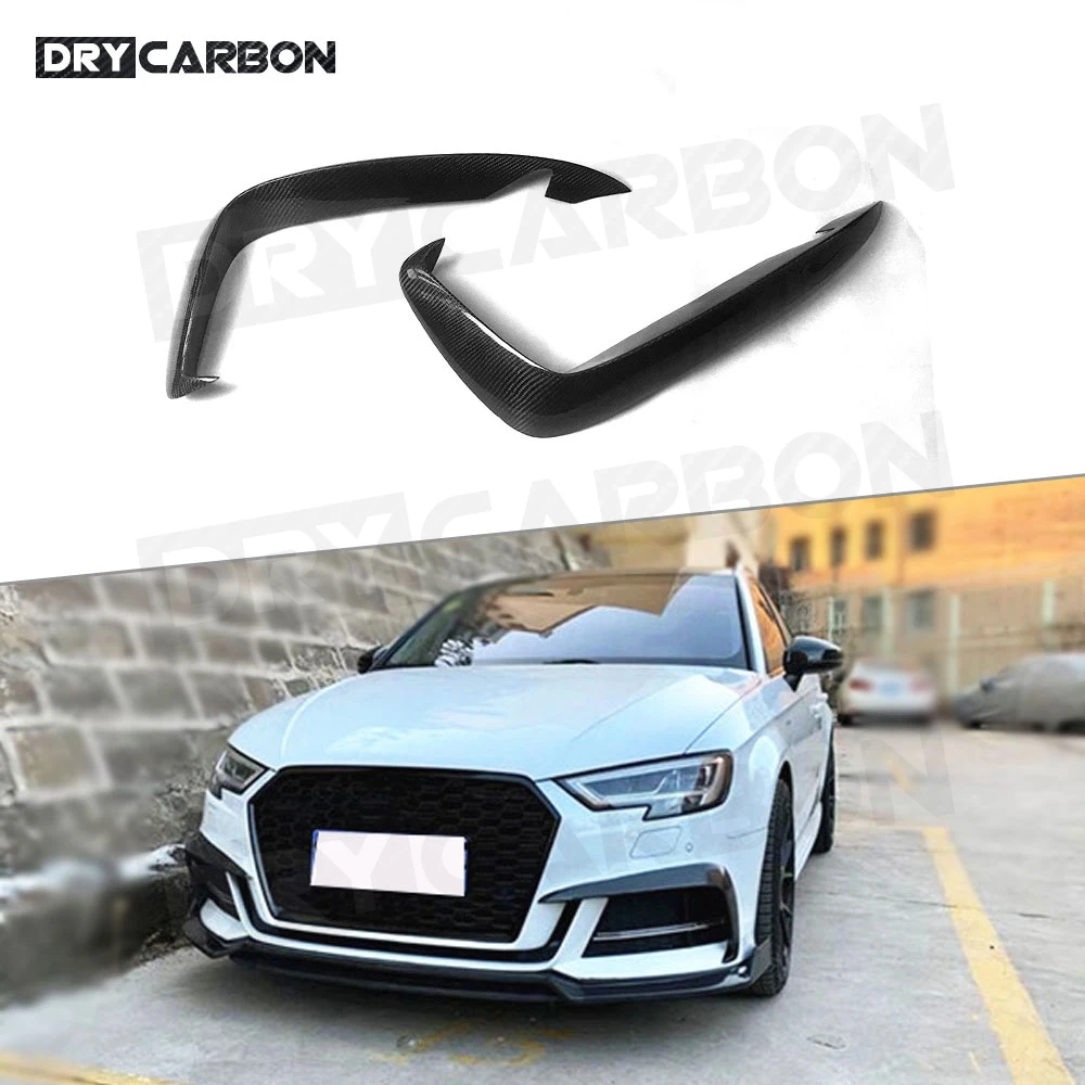 

Carbon Fiber/FRP Front FogLamp eyelids Air Vent Fin Trim Strips Cover Stickers For Audi S3 A3 Sline Sedan 2017-2019 Car Styling