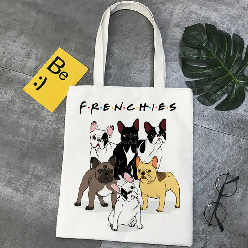

Сумка для покупок с французским бульдогом, Экологически чистая многоразовая сумка для продуктов, складная сумка для покупок из джута