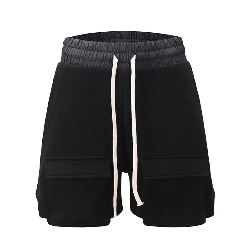 

Arnodefrance Pockets Retro Track Shorts for Men Harajuku Elastic Waist Black Oversize Summer Short Loose Casual Five Point Pants