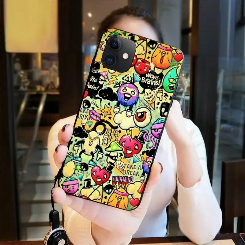 Чехол для телефона CUTEWANAN мягкий черный чехол с рисунком граффити iPhone 11 pro XS MAX 8 7 6 6S