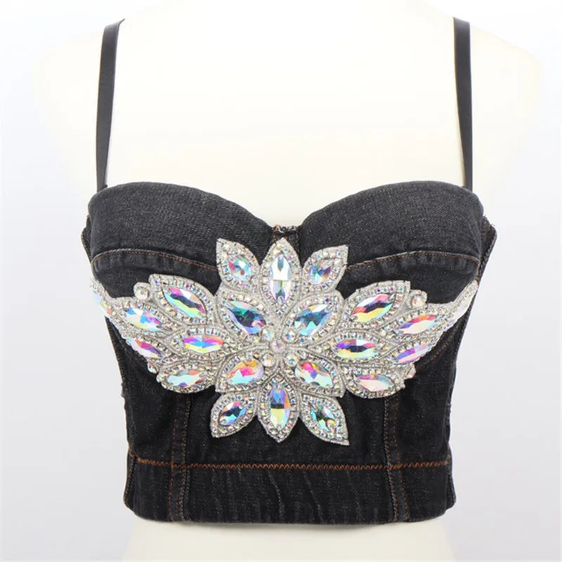 

Women Crop Top Cami Backless Denim Bra Vintage Clothes Sexy Tops Women Cropped Tank Top 2020 Summer Croptop Bustier Party Vest