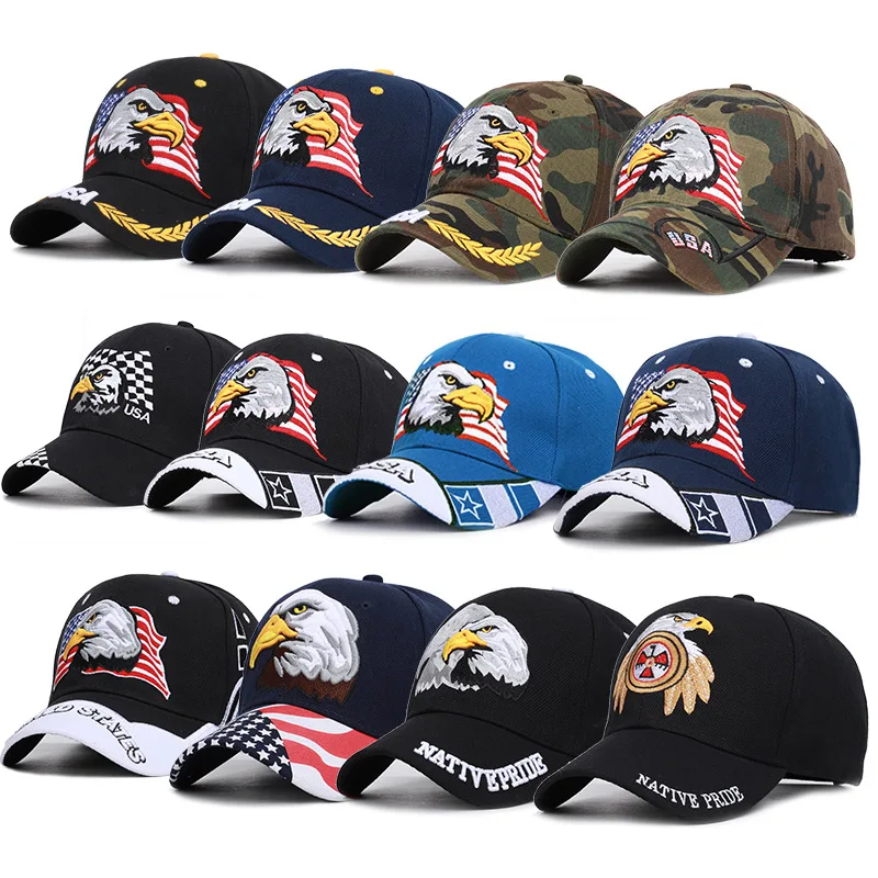 

Baseball Cap Eagle Embroidered American Peaked Cap Visor Cotton USA Curved Brim Visor Snapback Trucker Cap dad hat mens hats