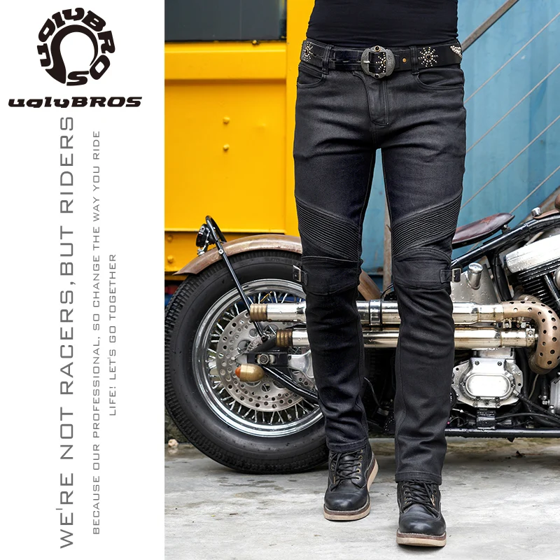 Uglybros масла с восковым покрытием ветрозащитный Moto rcycle штаны Для Мужчин's джинсы