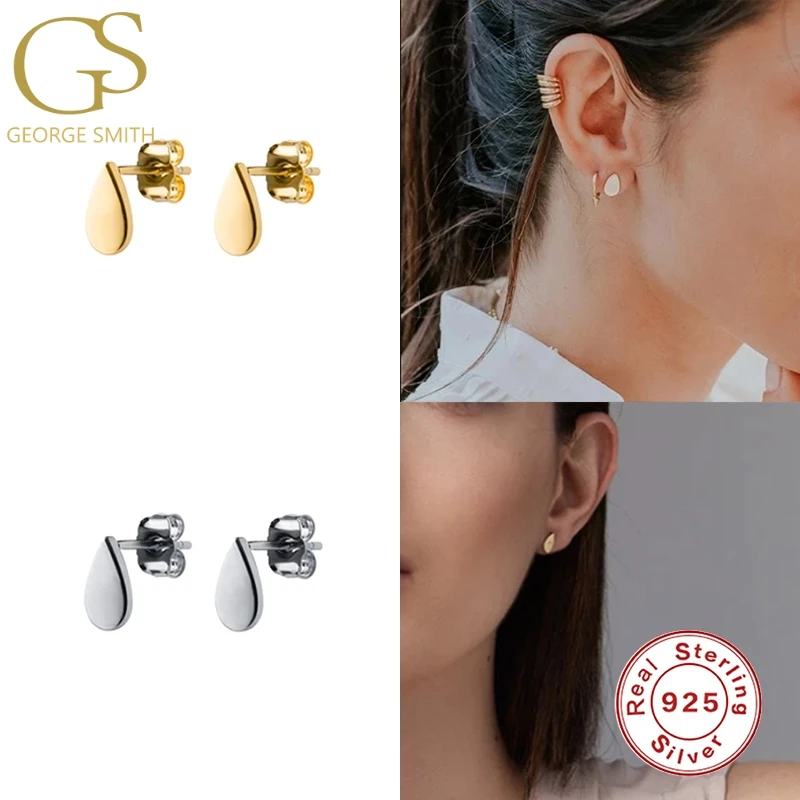 

GS 925 Sterling Silver Shiny Simple Cat-eye Stud Earrings Piercing Ohrringe Pendiente For Women Girl Gift Fine Jewelry orecchini