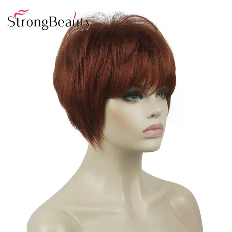 130 StrongBeauty короткие прямые парики мягкие волосы слоистые локоны Омбре блонд/Красный синтетический парик - Цвет: 130