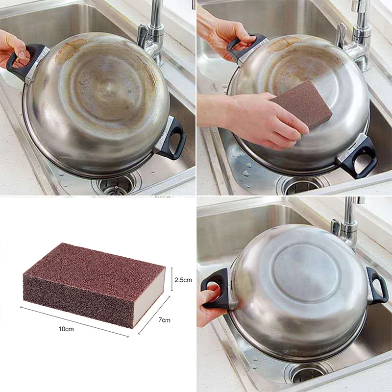 Large 2PC Креативные кухонные чистящие инструменты сильная обеззараживающая губка щетка с ручкой для удаления ржавчины ластик кухонные аксессуары гаджеты - Цвет: Large 2PC