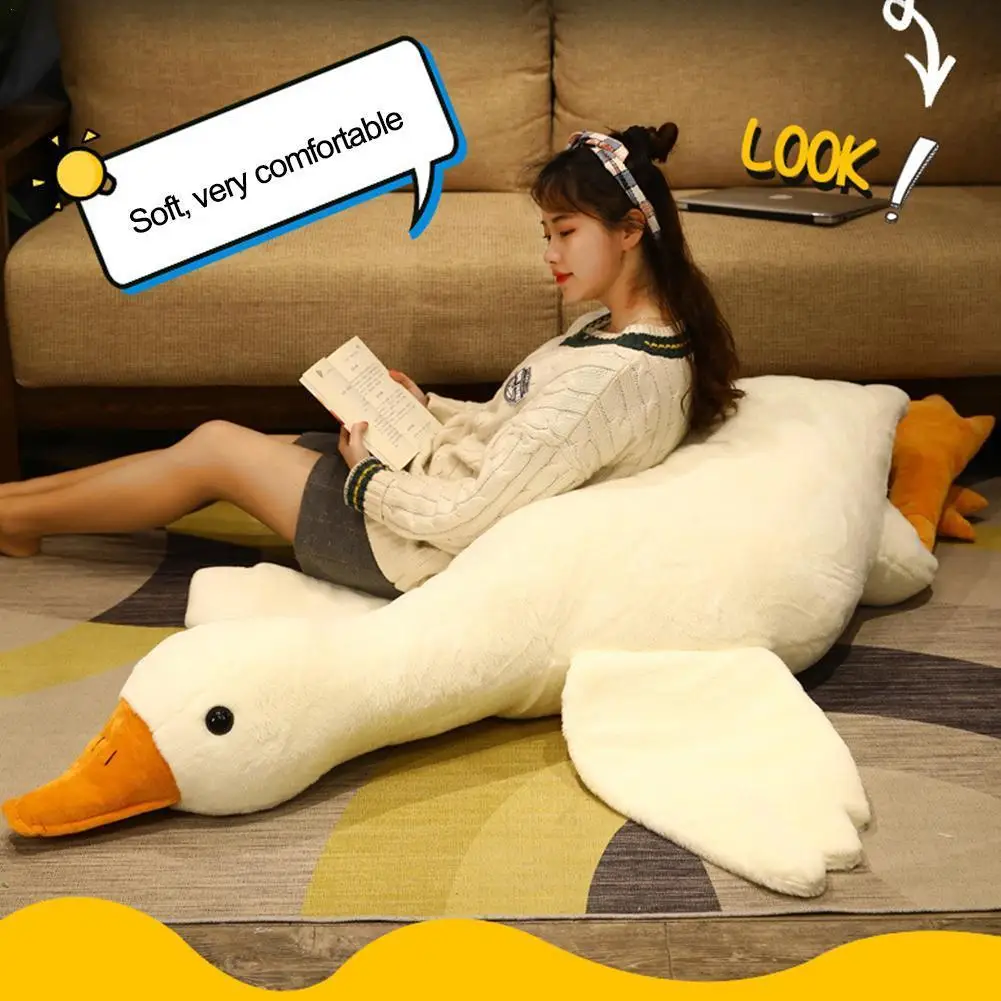 

Doll Pillow 50/90/130cm Fluffy Duck Plush Swan Toys Sleep Pillow Animal Stuffed Goose Dolls Floor Mat Kids Girls Birthday Gift