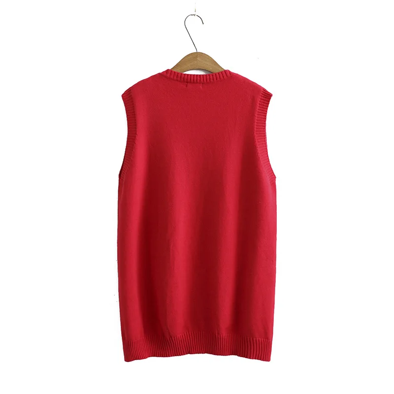 New ladies autumn winter plus size sweater knit tank tops for women large sleeveless loose black print vest 3XL 4XL 5XL | Женская одежда