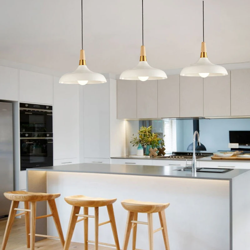 

Simple loft E27 220V dining room single head hanging light nordic living room bedroom bar solid wood & aluminum creative lamps