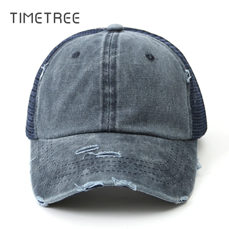 Винтажная брендовая промытая однотонная Повседневная сетчатая Кепка Хлопковые