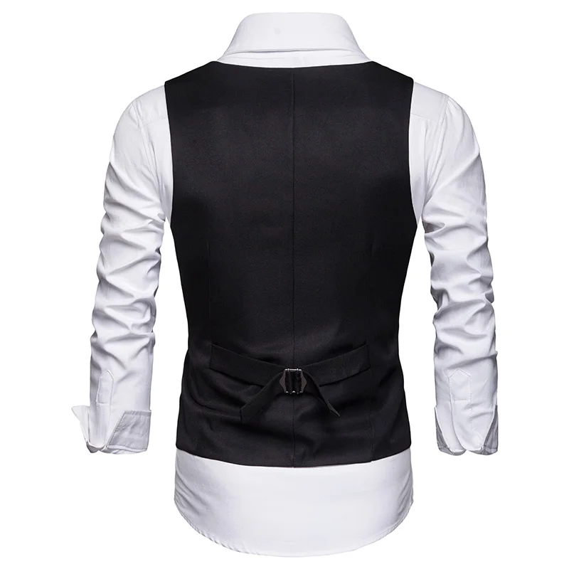 

2021 New Men's Fashion Boutique Cotton Fashion Solid Color Casual Suit Vest Men's Black Gray Formal Businss Vest Wedding Dress