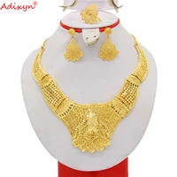 adixyn neclacke earrings ring dubai jewelry sets women 24k gold color african accessories arab wedding gifts n02211