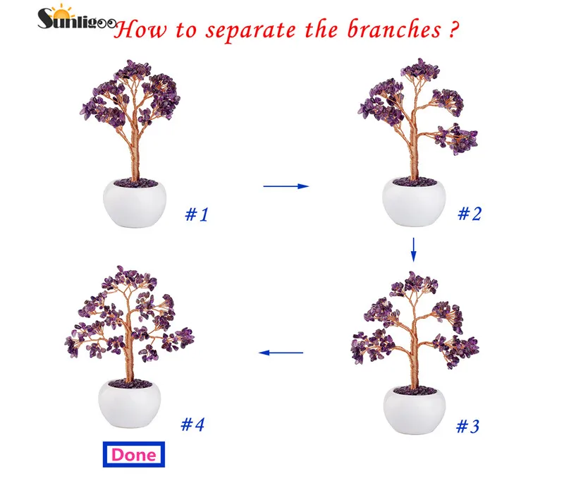 Кристалл Sunligoo фэн-шуй украшения для денег деревьев мини-драгоценные камни бонсай